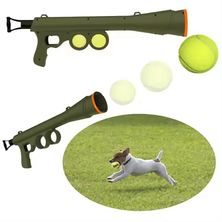 Pawise Interactive Dog Ball Shooter Toy Pet Ball Shooter Manual Tennis Launcher Gun Tennis Ball Shooting Gun Machine For Dogs