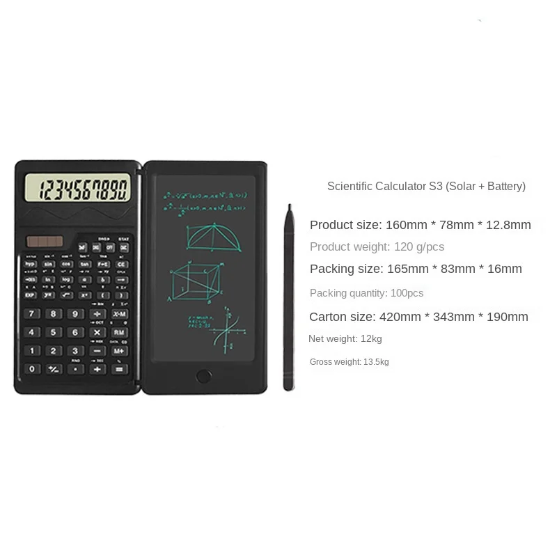 2025 Scientific Calculator With 552 Functions In Black And White Color For Students Solar And Battery Powdered