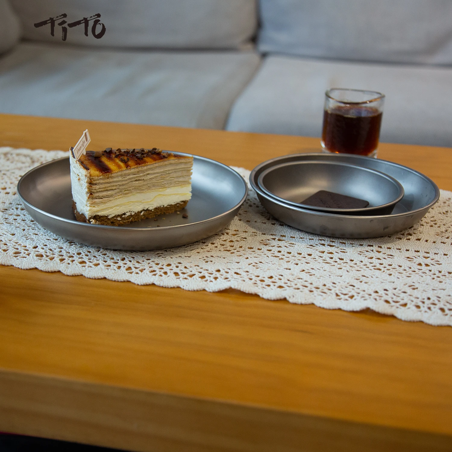 Tito Pure Titanium Baking Dishes Outdoor Cookware Pot Use for Camping Stove Cooking Utensils BBQ Charcoal Fire Pan Set Metal