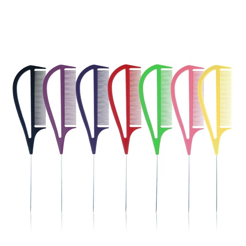 HEYAMO Weaving Highlighting Foiling Hair Comb Steel Pintail For Salon Sectioning Styling Dyeing Coloring Teasing Rat Tail Comb
