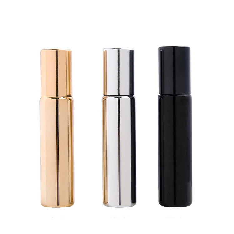 5ml 10ml black gold glass roll on ball bottle eyecream container in stock
