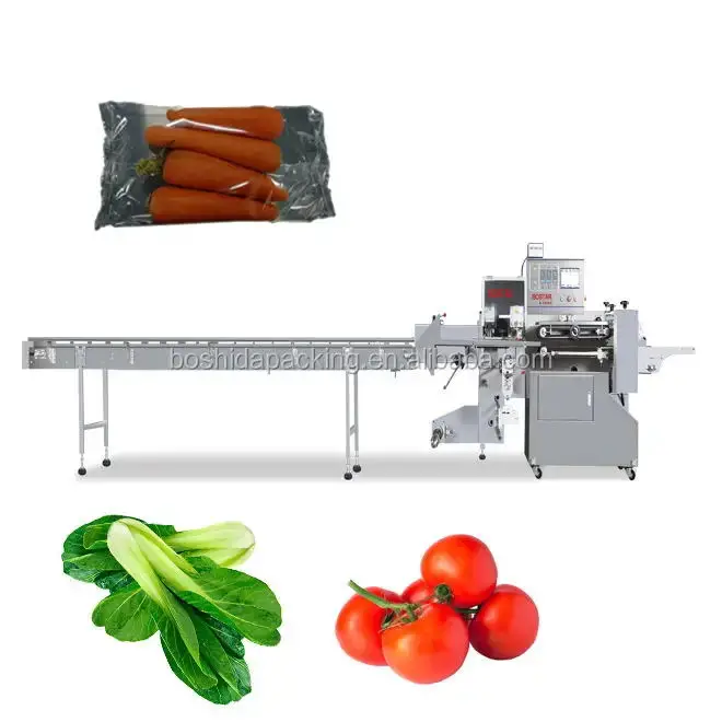 Qingdao Bostar Fruit vegetable tray pillow flow packaging  machine with servo control  and CE certification