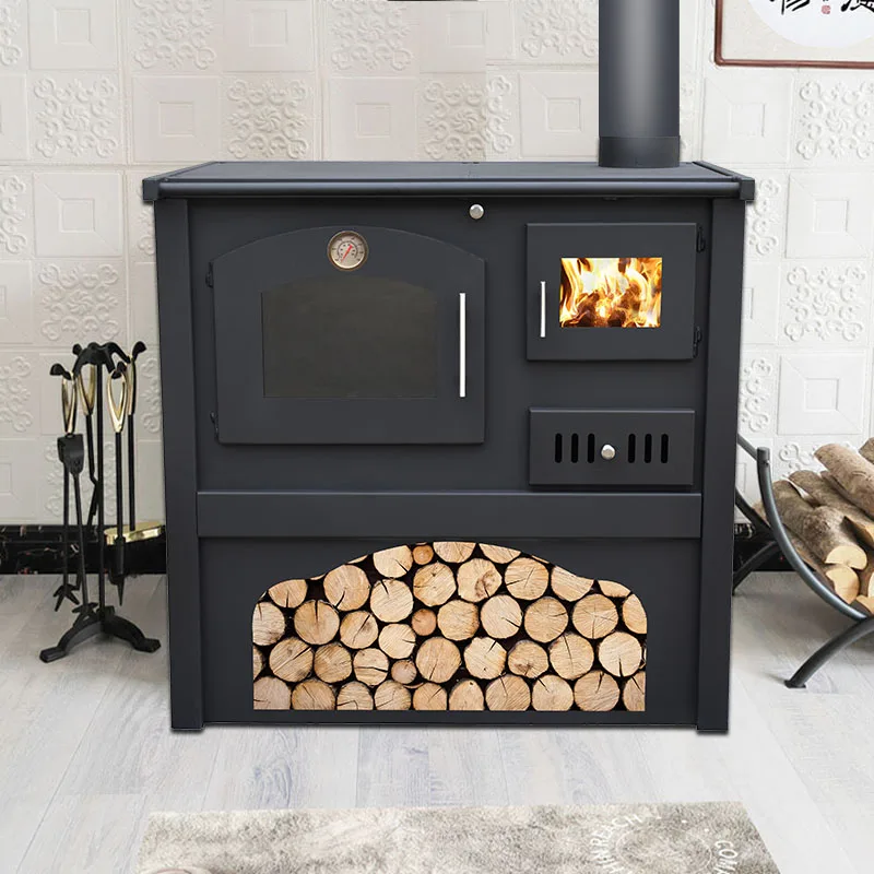 Modern Style Indoor Heating Cold Rolled Steel Wood Burning Fireplace Stove With Oven