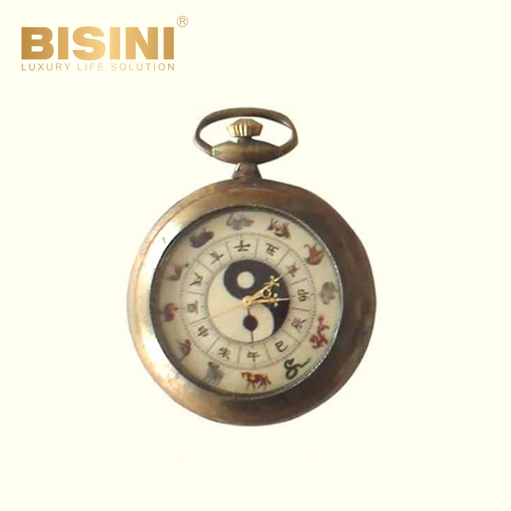 Ancient Chinese style Handy antique mechanical pocket clock 12 branches of the Chinese zodiac Vintage single shell pocket watch