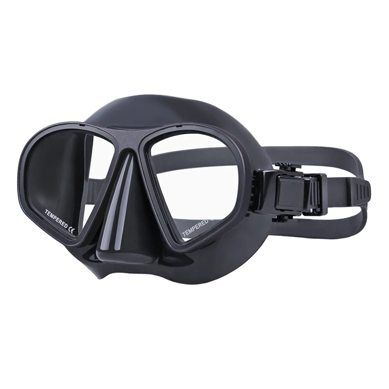 Aloma High Quality Diving Goggles Aluminium Alloy and Silicone Tempered Glass Lens Low Volume Freediving Mask