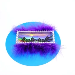 pearl  lash box package for human hair eyelashes own logo private label stones feather light remy brazilian lower case