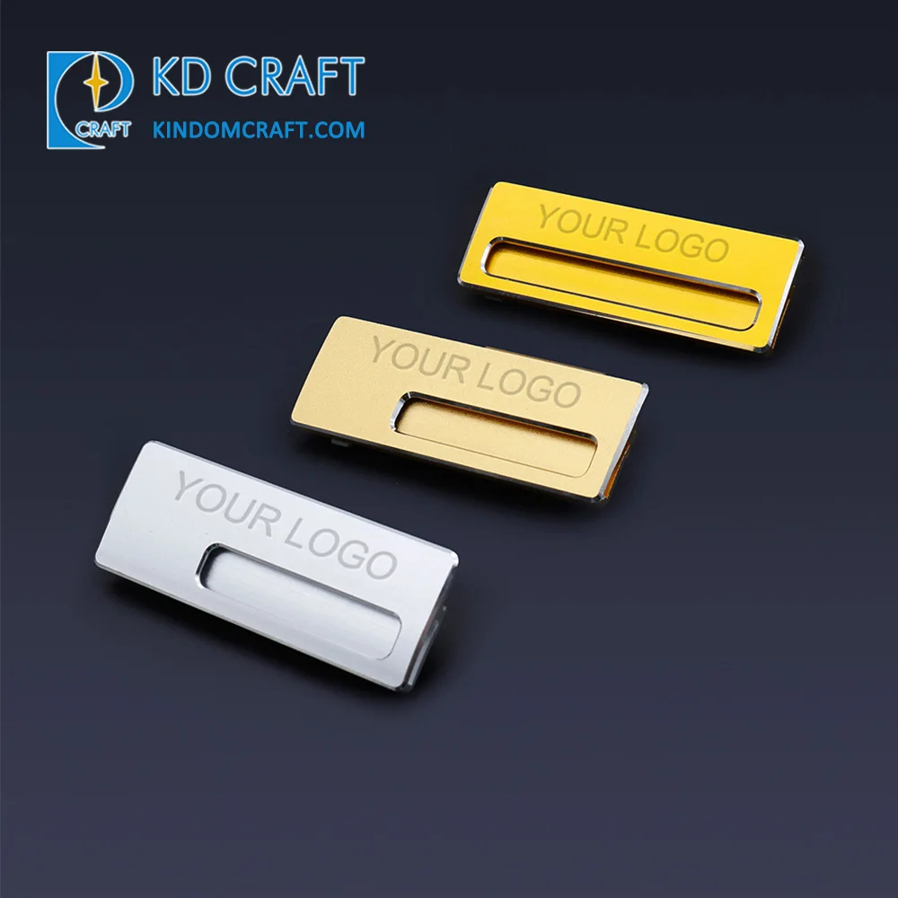 High quality custom logo brass empty badge pin blank metal reusable sublimation restaurant employee staff hotel name tag