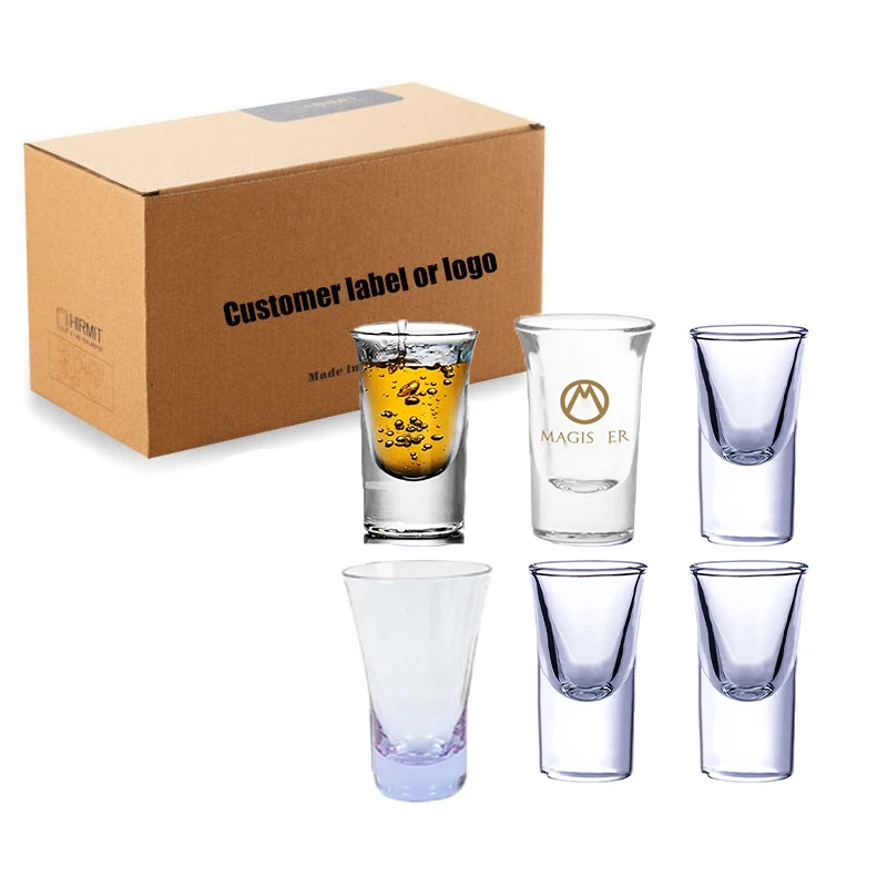 Wholesale 6pcs Mini Shot Glasses Set 25ml 1oz Customized Logo  Small Bullet Shot Glasses Custom Shot Glasses With Box