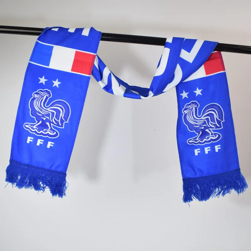 Hot Selling Customized Double Side Fan Jacquard Knitted Sports Acrylic Scarves 100% Polyester Soccer Club Football Fan Scarf