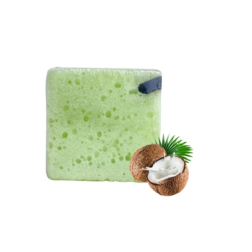 Factory price wholesale  new arrival natural coconut scent soap sponge Exfoliating cleansing face body sponge with soap