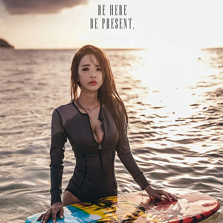 Custom Colorful Licra Sports Wear for Surfing Swimming Lady Long Sleeve UPF 50+ Rashguards  HC-SW010