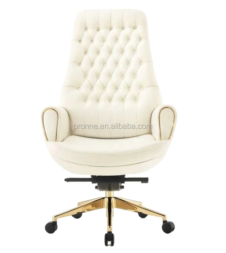 Most popular new stylish nail salon white&gold adjustable swivel spa customer computer chair