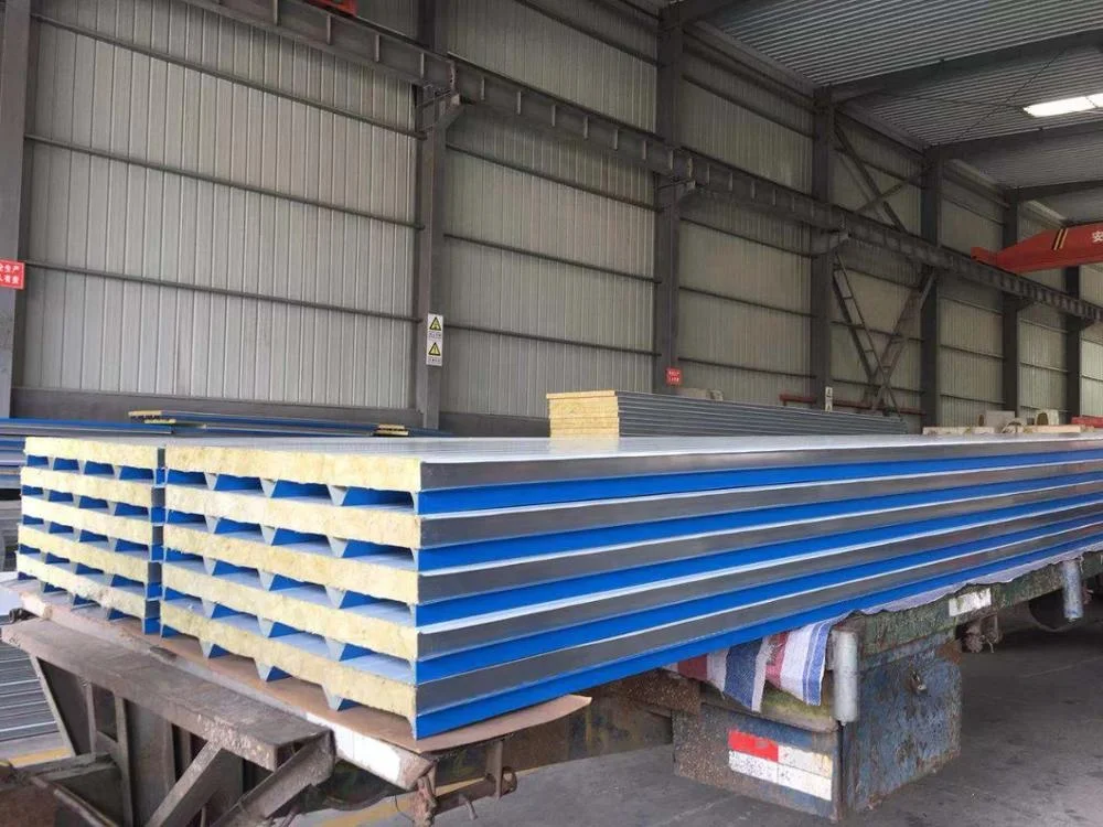 Building Thermal Fireproof Insulated Material rock wool Sandwich Roof Panels