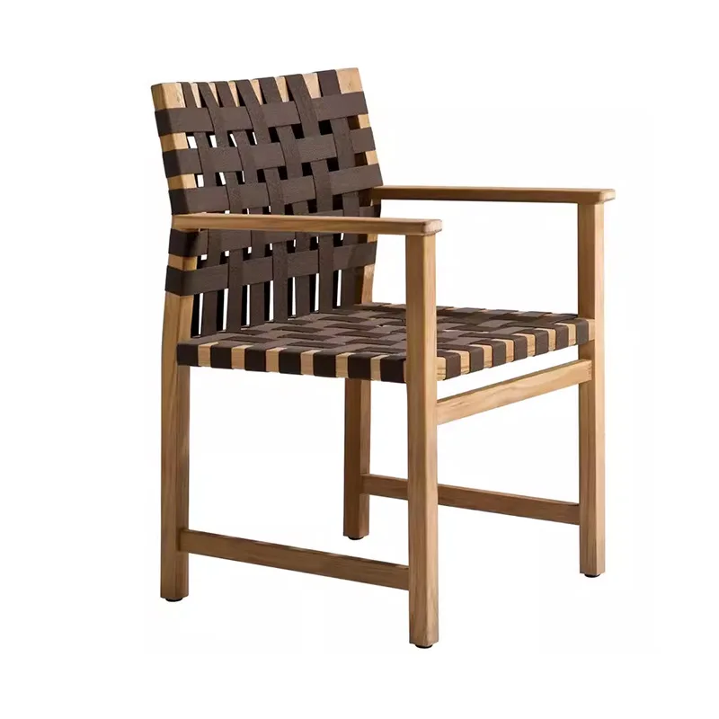 Outdoor teak table and chair Anticorrosion Solid wood homestay outdoor garden long table sun protection rattan chair