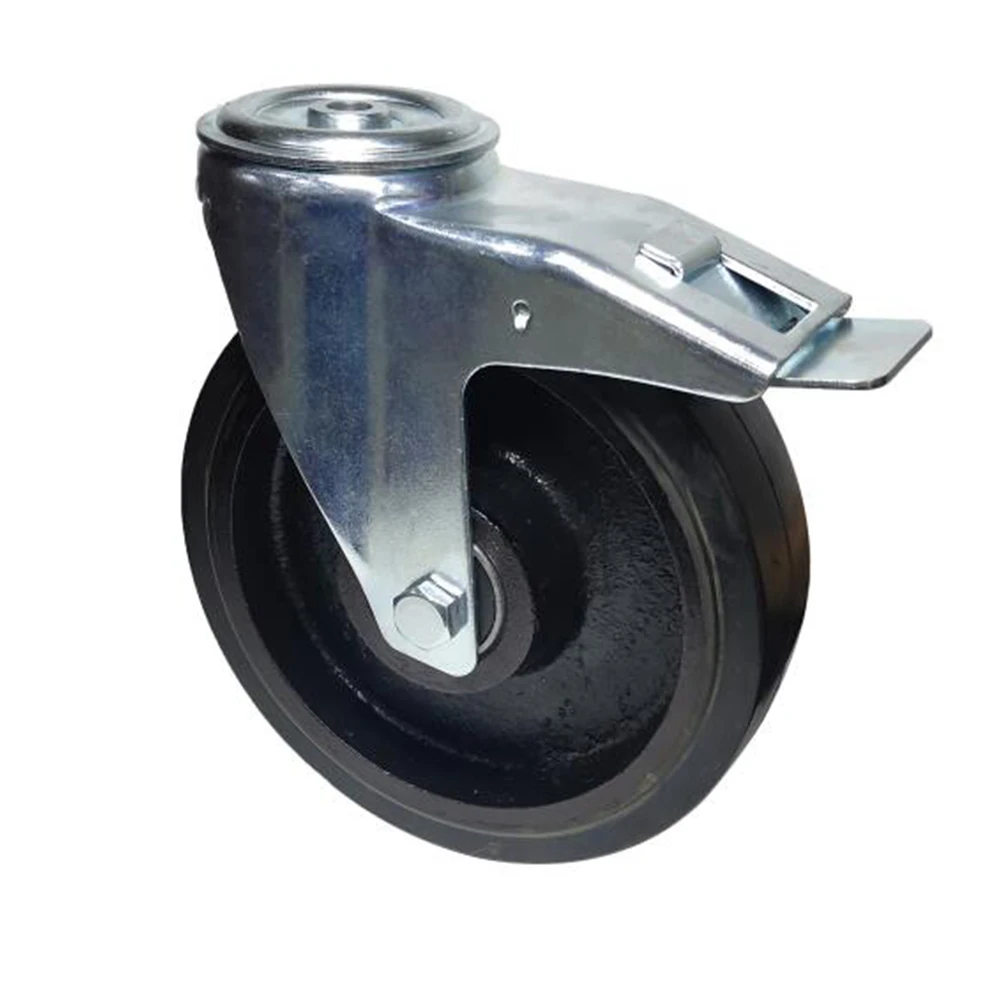 Industrial Elastic Rubber Caster soft tread Wheel With dust cover low rolling resistance