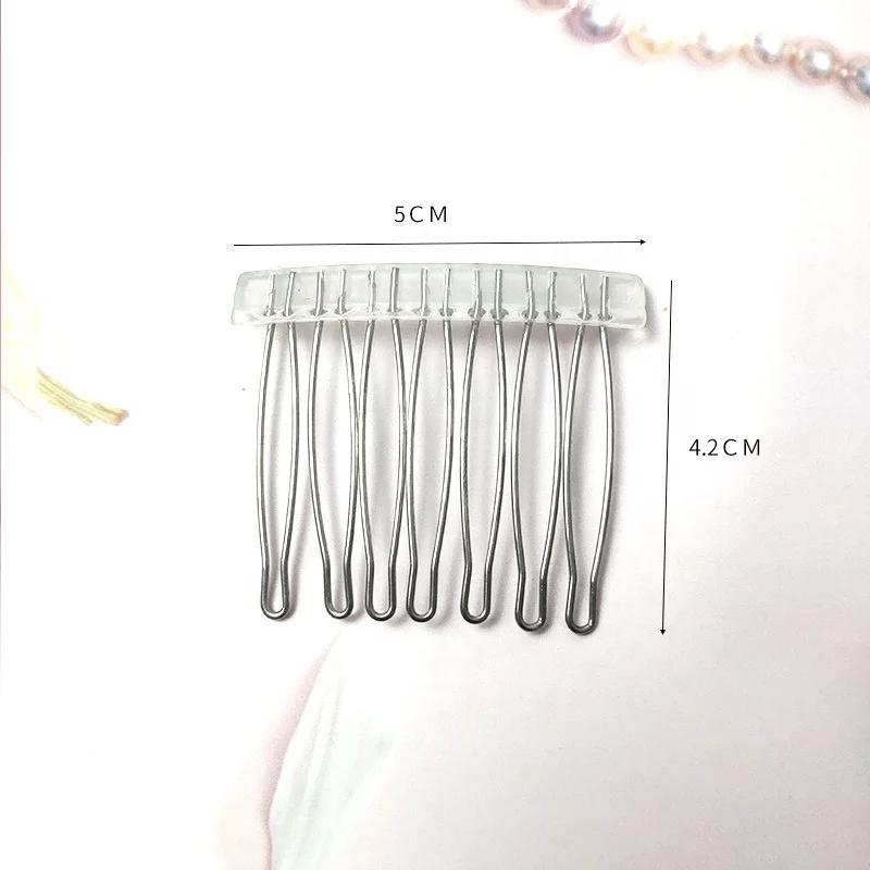 Free custom mixed silver 10 teeth twisted metal bridal veils comb gold 7 teeth wedding lace hair accessory stainless steel combs