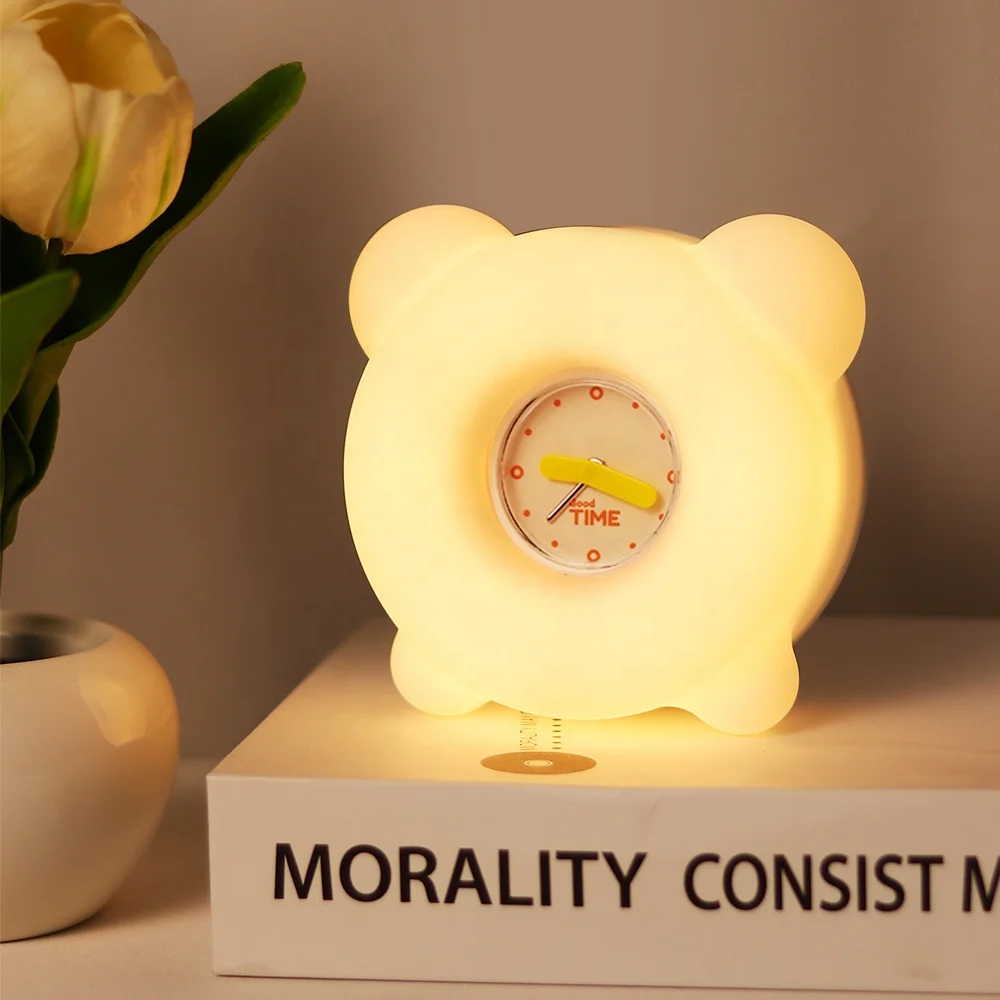 Hot Sale Silicone Clock Silicon Led Night Light Up Toys for Kids Room Led Cute Alarm Clock And Speaker