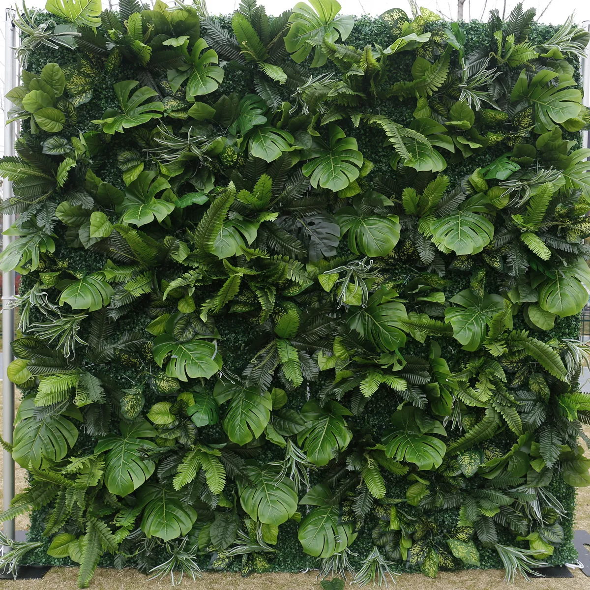 Silk Floral Panel Custom 5D Artificial Green Plant Wall Wedding Decoration Green Leaf Artificial Wall For Event Stage Background