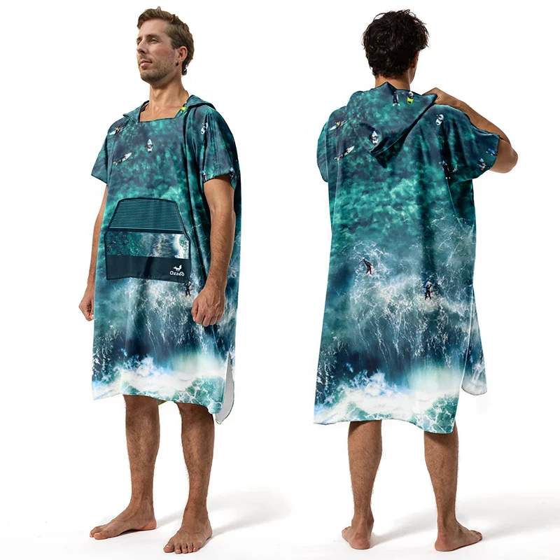 Customized Printing Changing Surf Poncho Swim Robe Quick Dry Microfiber Hooded Beach Towel