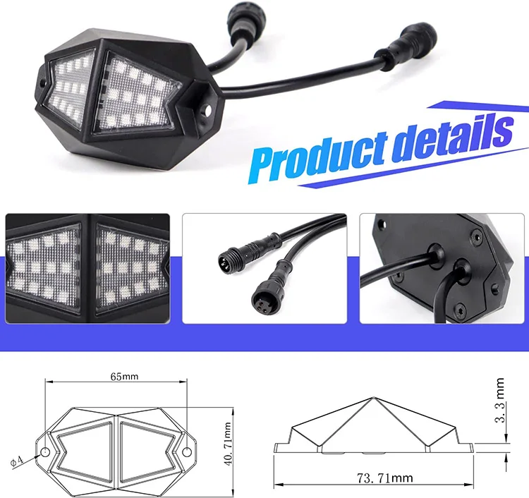 3ft LED Whip and 4pods Rock Lights Combo Kit Chase Moving Brake Turn Signal Flashing Strobe for ATV UTV RZR Can-Am SxS Sand Dune