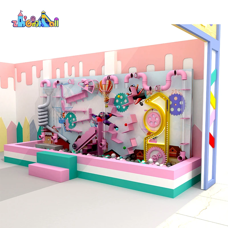 Shopping mall interactive game indoor playground equipment vacuum tube ball wall games for sale