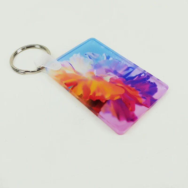 Newly Sublimation Blanks Rectangle Acrylic Keychain Heat Press Key Ring Factory