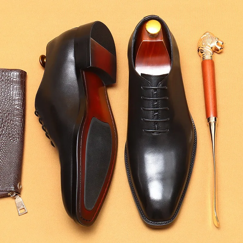 Top quality luxury designer business shoes stylish loafers genuine leather wedding formal shoes men