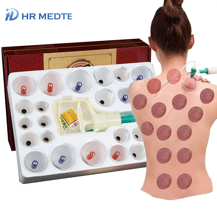 Hijama Cupping Set 24 pcs Therapy Pump Vacuum Suction 24 Cups Sets for Cellulite Cupping Massage Back Pain Relief