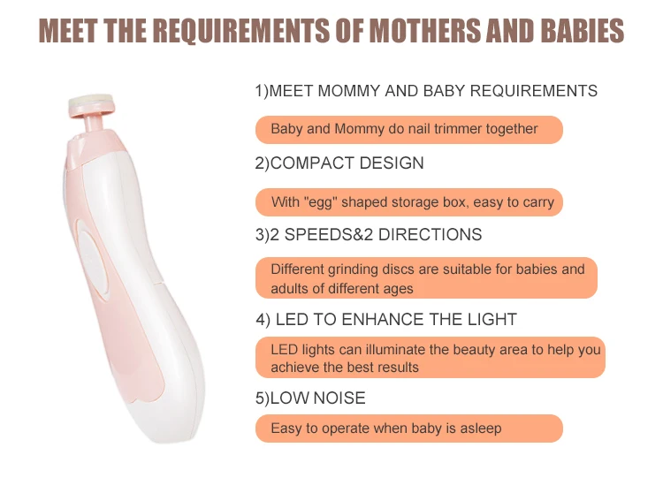 Electric Baby Nail Clipper Cutter Trimmer Scissors Kit Kid Infant Adult Newborn Nail Care Manicure File Drill With Light