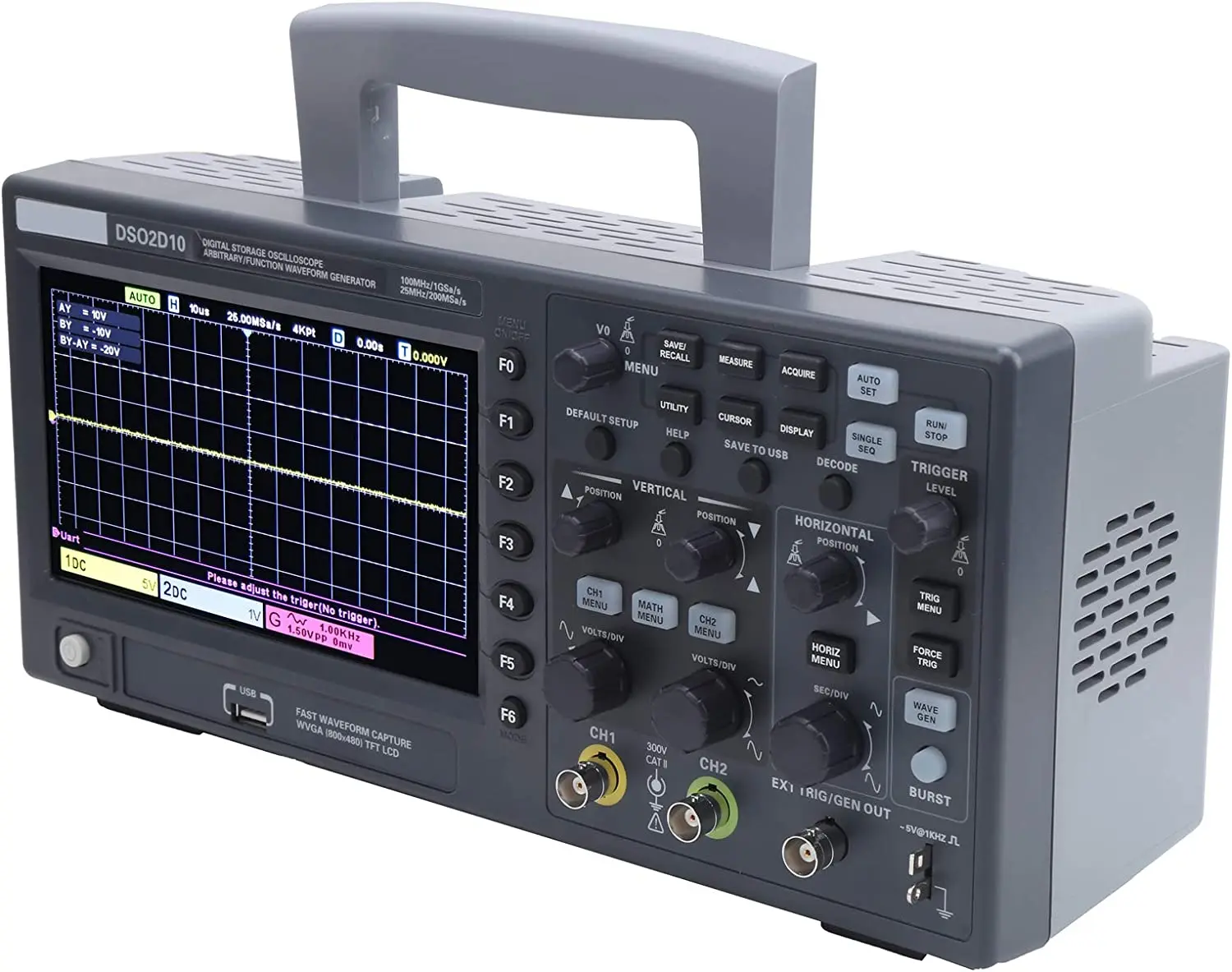 Hantek Dso2d10 Digital Oscilloscope 2 Channels 100mhz Generation Oscilloscope