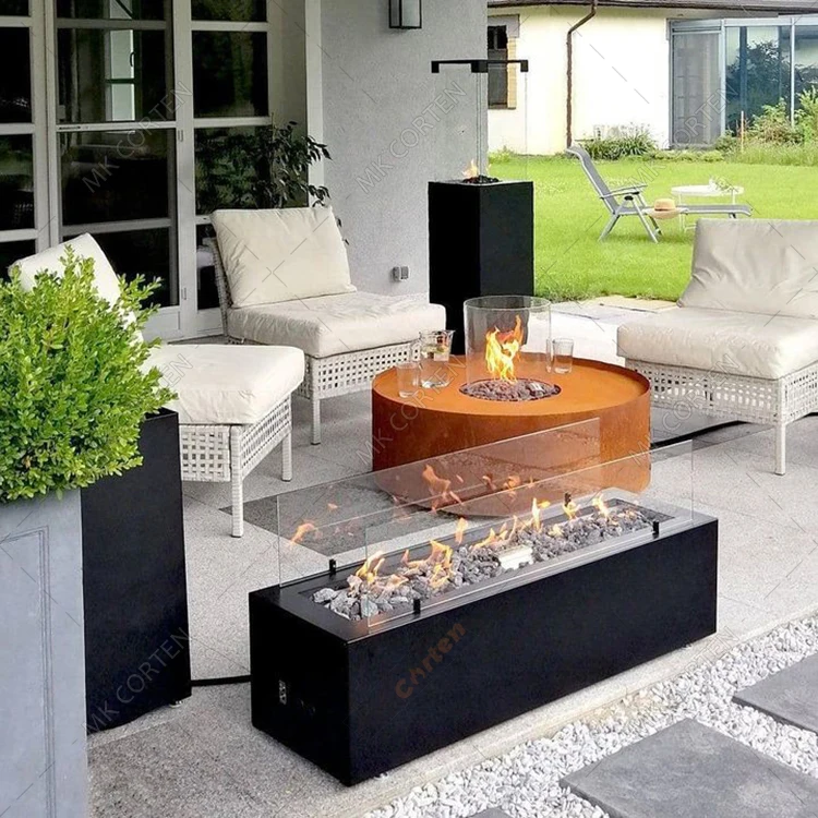 Пропан металлическая огненная яма каминная чаша газа corten