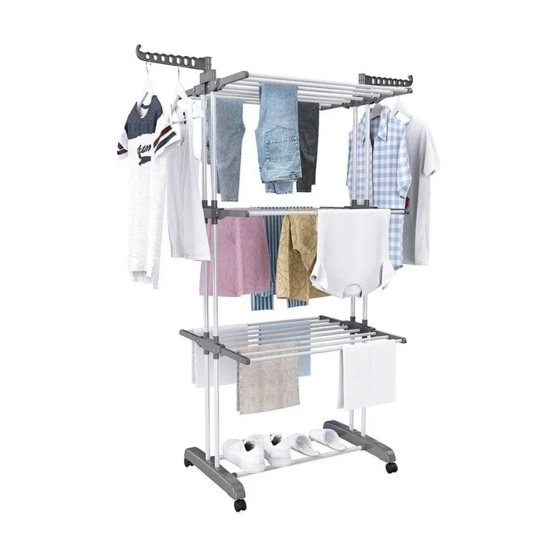3-уровневый компактный стеллаж для сушки ткани выдвижной складной органайзер хранения шкафа с подвижными слоями
