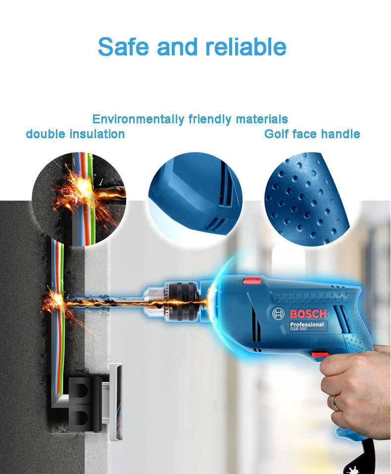 Bosch GSB550 impact drill household GSB570 multi-function speed-adjustable electric drill