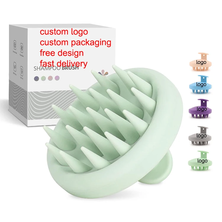Hair Scalp Massager Brush Custom Logo Silicone Shampoo Brush Head Scalp Massager Brush for Hair Growth