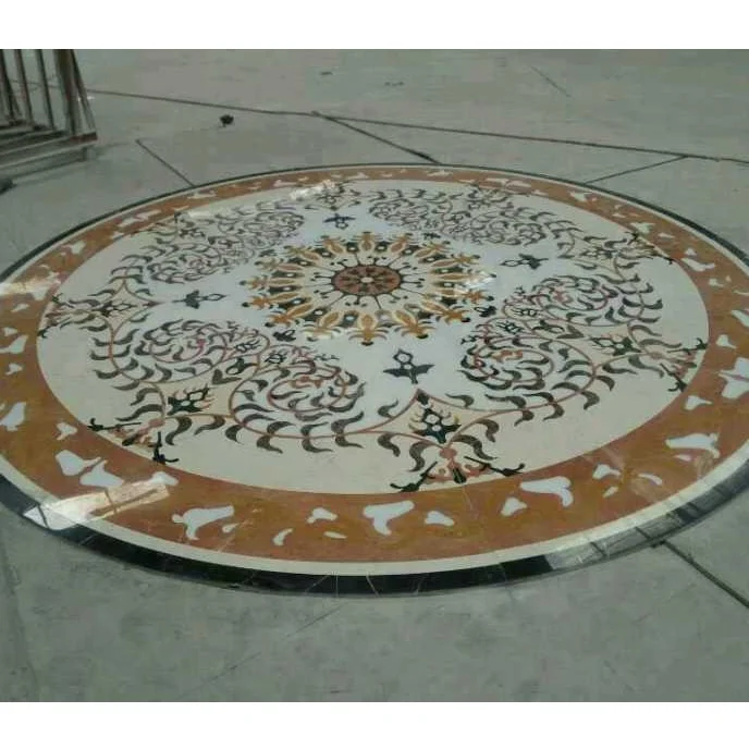 Напольная плитка с мраморным медальером waterjet, дизайнерский узор для украшения интерьера