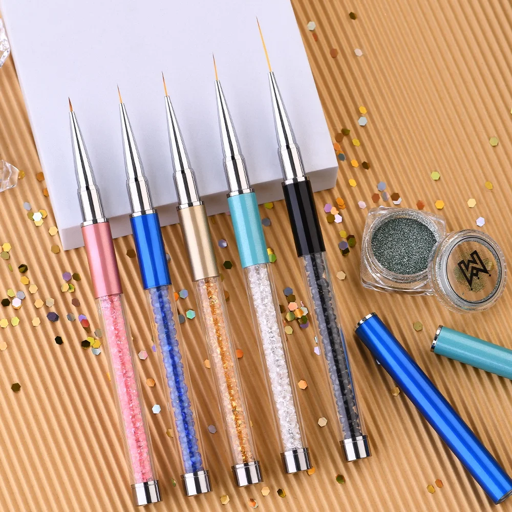 2022 Customized Hair Length 7/9/11/20/25mm 3D Brush Nail Art Liner Brush Dual Ended Long Liner Brushes UV Gel Painting Acrylic