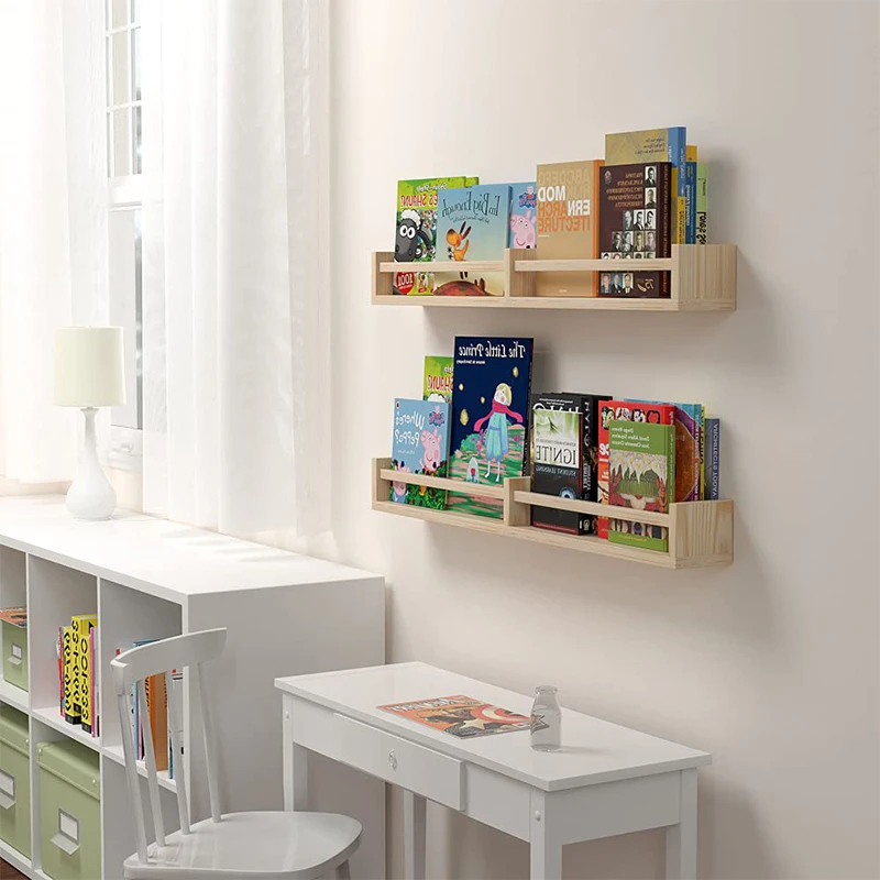 Деревянные плавающие книжные полки для детской комнаты настенные ванной или кухни