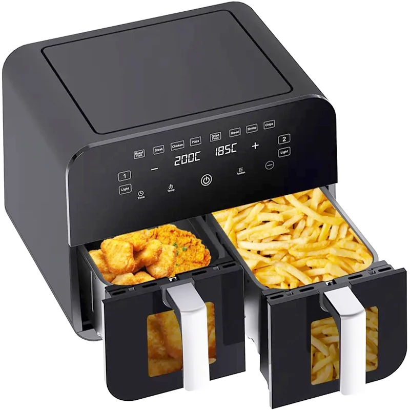 dual basket Air fryer power Plus temperature control electric Air frier Digital power Air fryer oven 9L 8L