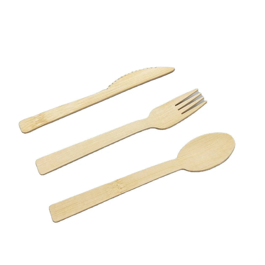 Exclusive  quote  eco disposable tableware size 14cm and 17cm  made of bamboo material  dinner cutlery set supplier for airline