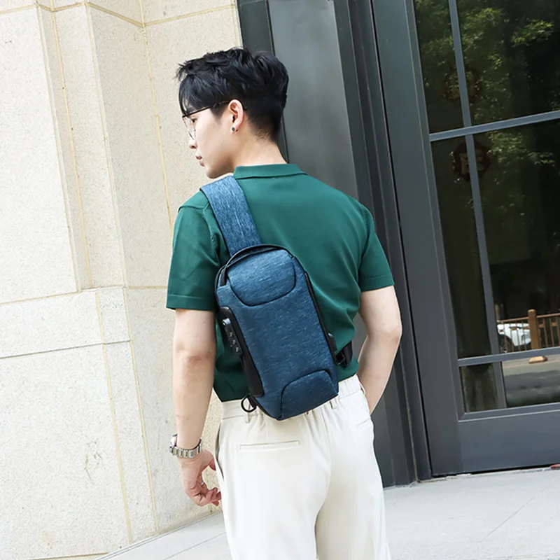 Spot Wholesale Large Capacity Shoulder Messenger Bag Male Usb Charging Chest Oxford Outdoor