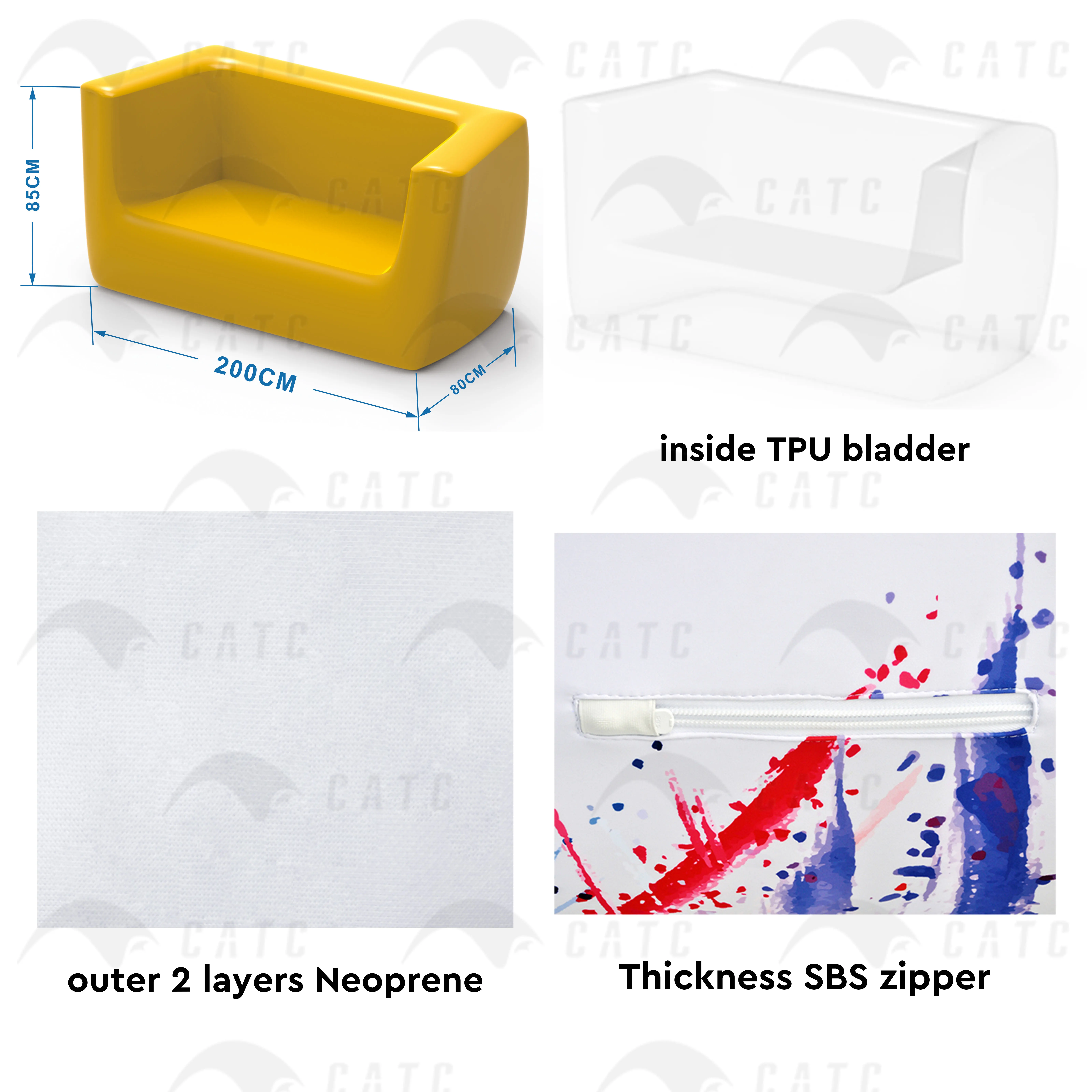 CATC Love Sofa Inflatable Branded Display Exhibition Events Seats Advertising PVC Waterproof Inflatable Double Sofa