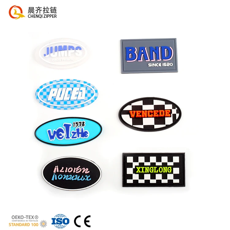Heat Press Soft PVC Parches Wholesale Custom Logo Personalisable Iron on Embossed Rubber Label Patches for Hats Caps
