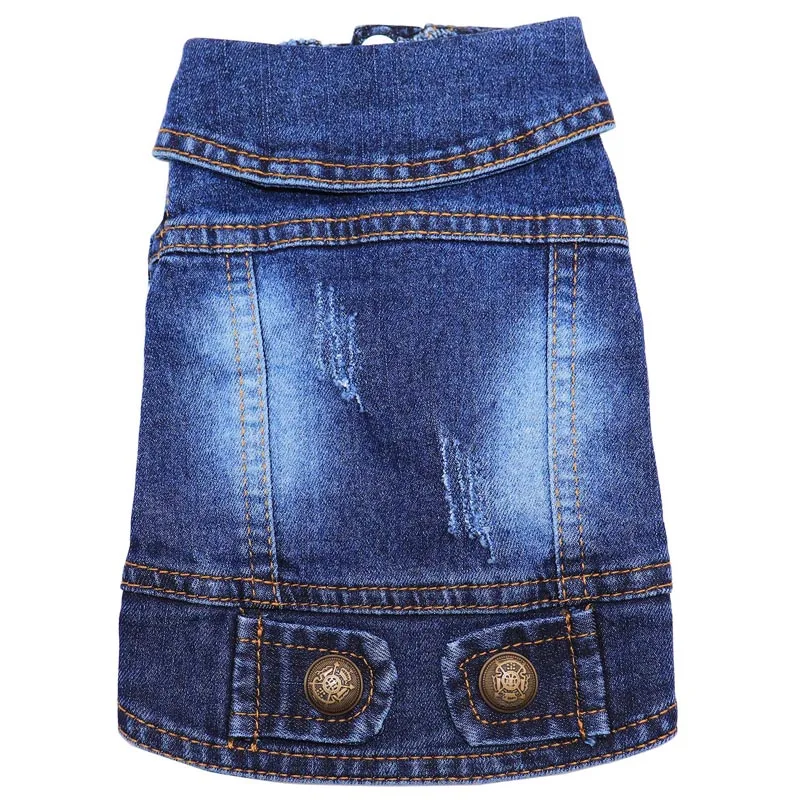 Dog Jeans Jacket Cool Blue Denim Coat Small Medium Cats Lapel Vests Classic Puppy Vintage Machine Washed Pet Clothes