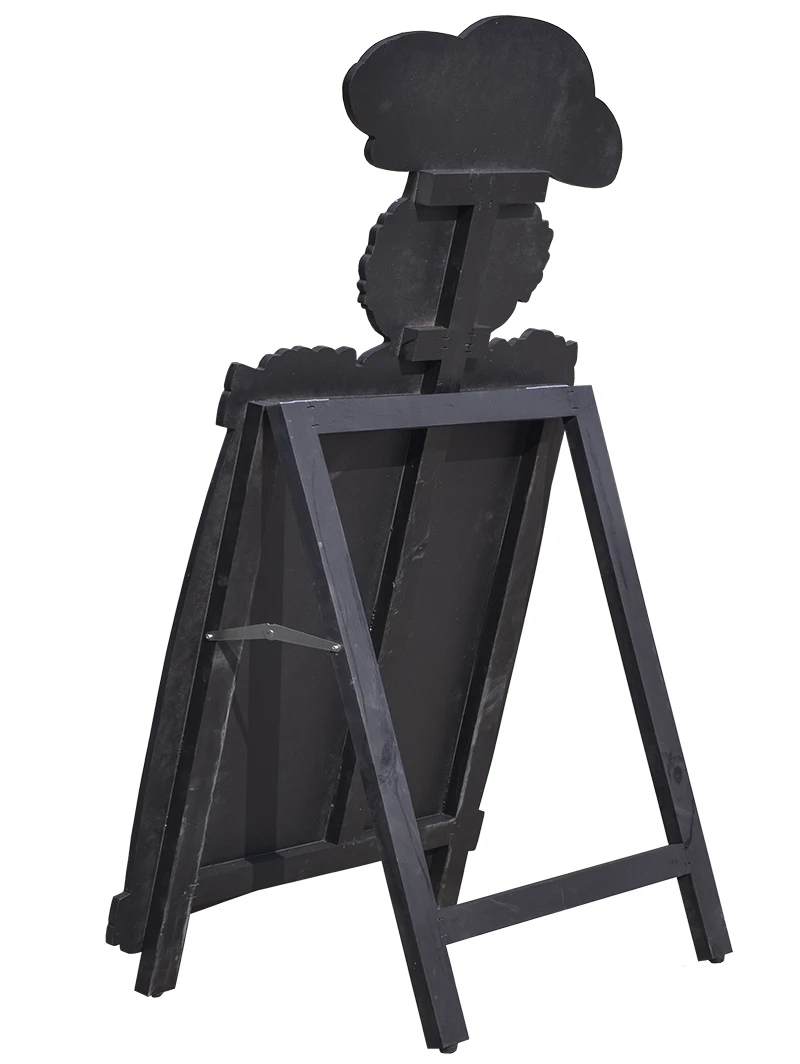 Floor standing chef shape blackboard for chalk and marker pen writing