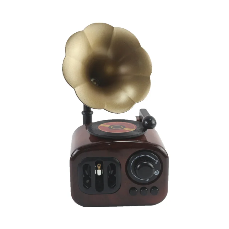 Mini Classic Vintage Record Player Model Home Room Decor Retro Wooden Music Box Phonograph for Classical Table Desk Decoration