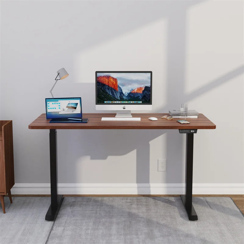 White Electric Dual Motor Lifting Sit To Stand Computer Desk Mechanism