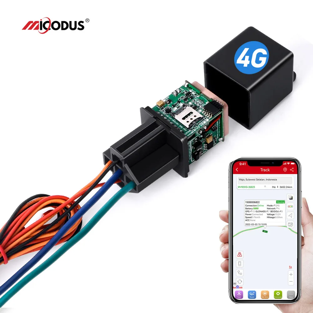 Car Immobilizer Cut Off Engine Mini Hidden Spy 4G Motorcycle Vehicle Locator MiCODUS MV930G Relay Tracking GPS Tracker Device