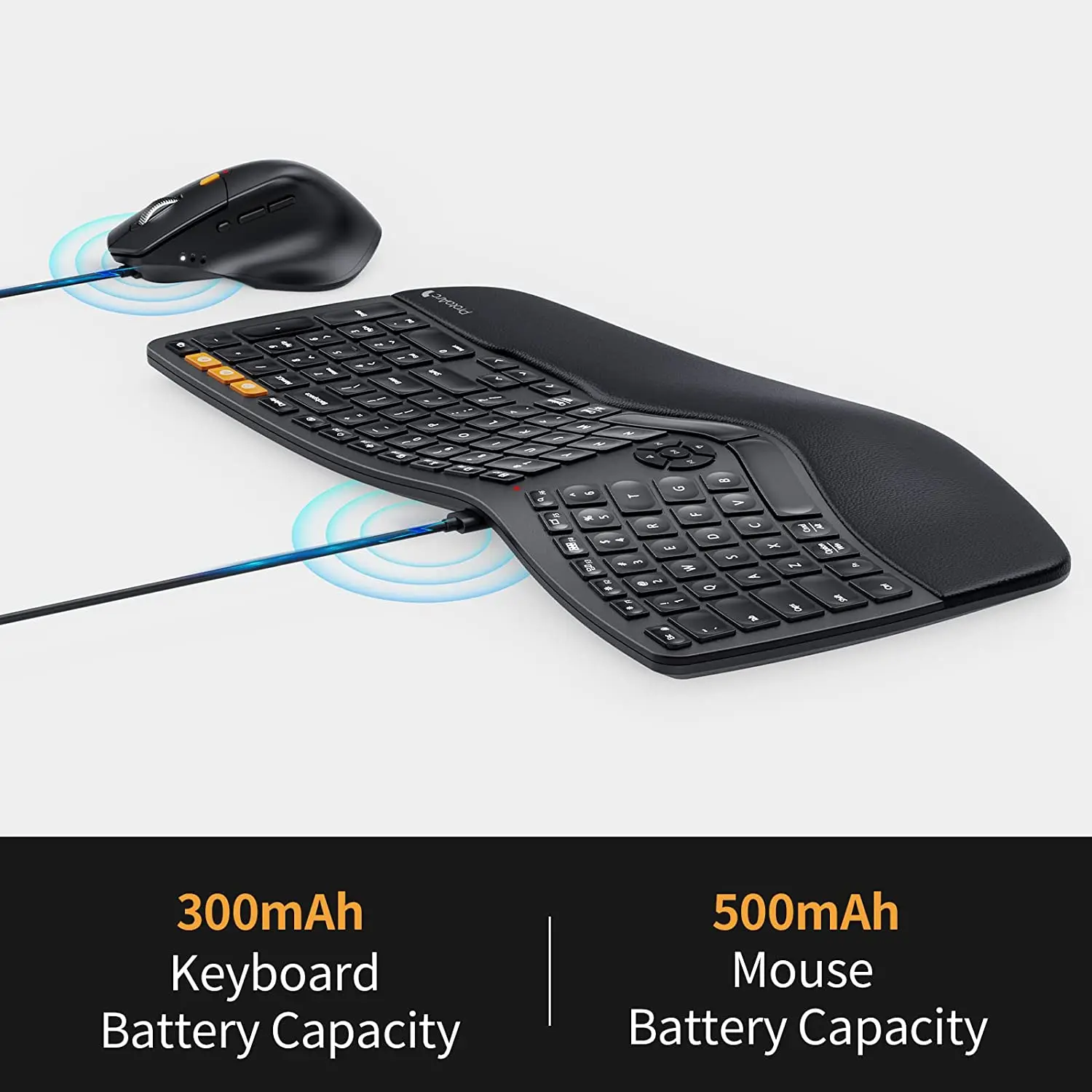 ProtoArc Wireless Mouse and Keyboard Combos Split Design Rechargeable BT Computer Keyboard Ergonomic Keyboard and Mouse