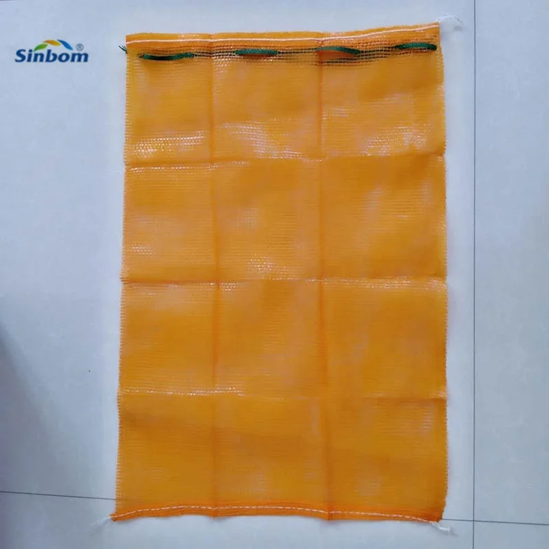 Small white plastic leno net onion sack fruit mesh bags with draw string