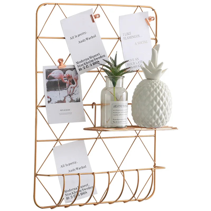 Wall Mounted Art Home Decor Accessories Gold Metal Wall & Display Shelves